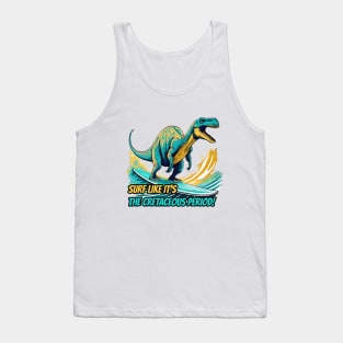 Dinosaur Surfing Funny Tank Top